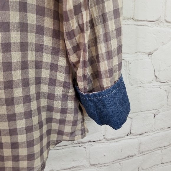 Bcbgeneration plaid chiffon button down shirt M - Picture 5 of 7